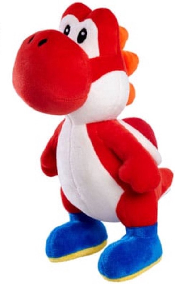 Yoshi Rood - Super Mario Pluche Knuffel 24 cm {Nintendo Mario Bros Plush Toy - Speelgoed Knuffels voor Kinderen Jongens Meisjes - Friends: Mario, Luigi, Bowser, Toad, Donkey Kong, Peach, Yoshi}